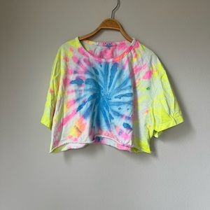 Emma & Sam neon tie dye crop tshirt top